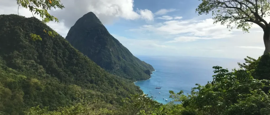 View of Pitons from Suite at Ladera
