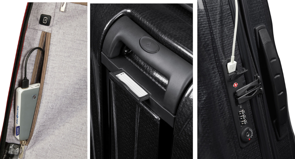 Closeups of features of Samsonite C-Lite Carry-On Suitcase 