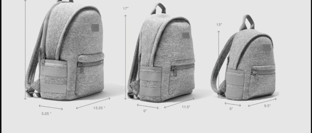 Dagne Dover Dakota Neoprene Backpack Size Comparison