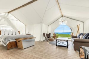 Luxury glamping tent at Under Canvas Acadia
