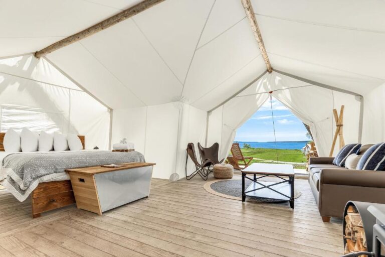 Luxury glamping tent at Under Canvas Acadia