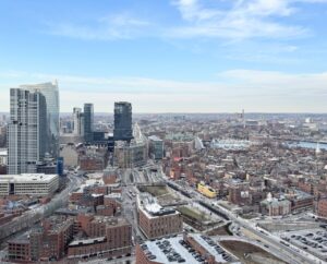 View from a free observation deck in Boston