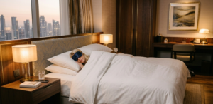 Traveler Sleeping in Hotel